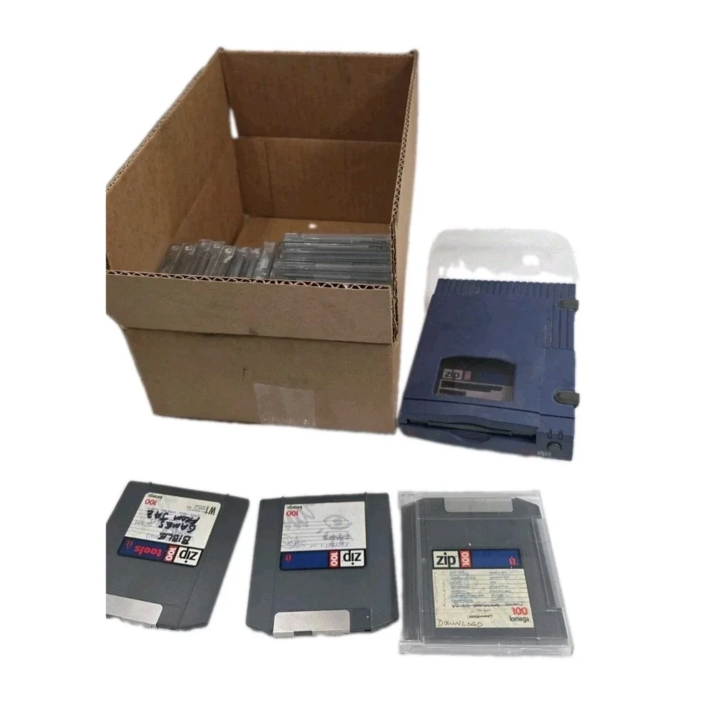 Iomega Z100S2 100MB External SCSI Blue Zip Drive no Power Adapter +20 disc